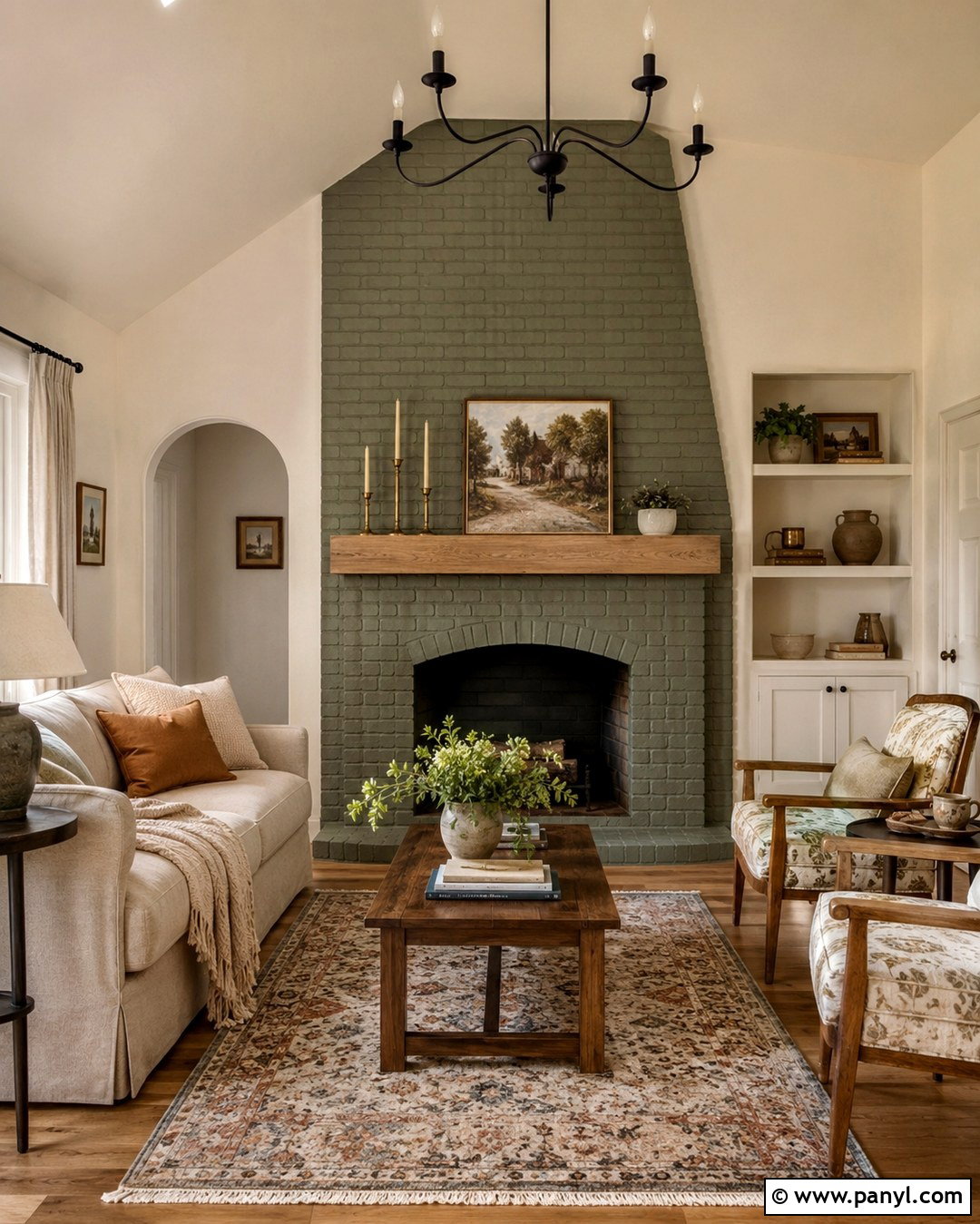 Warm Sage Green Brick Fireplace - 20 Brick Fireplace Coloring Ideas