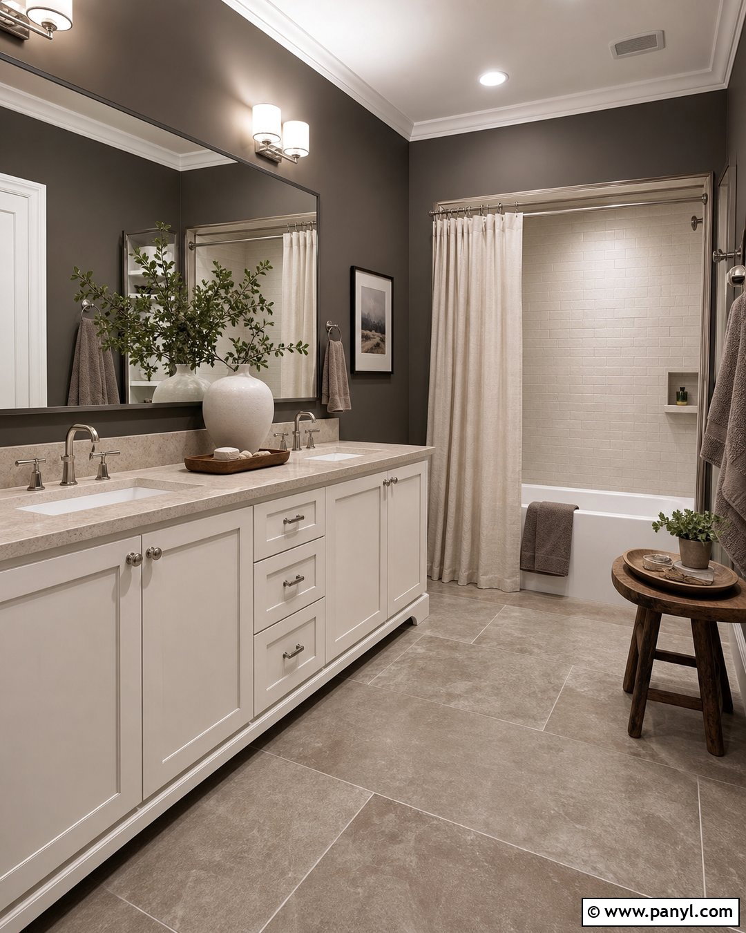 Warm Slate Bathroom Walls - 25 Dark Bathroom Wall Color Ideas