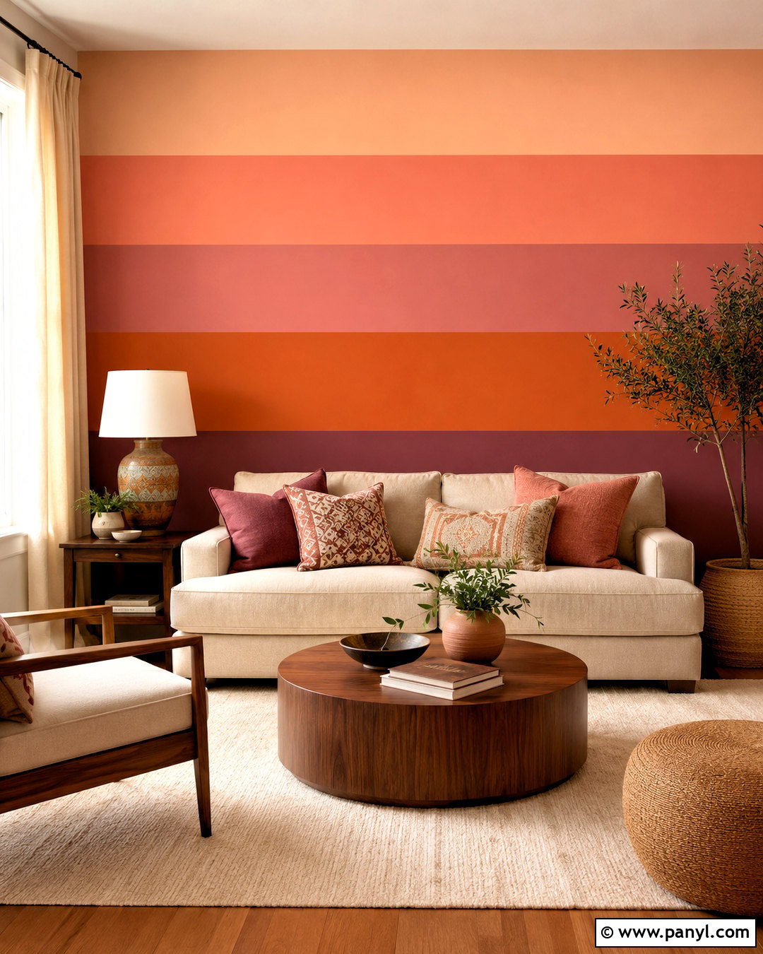 Warm Sunset Paint Swatch Wall - 20 paint swatches wall ideas