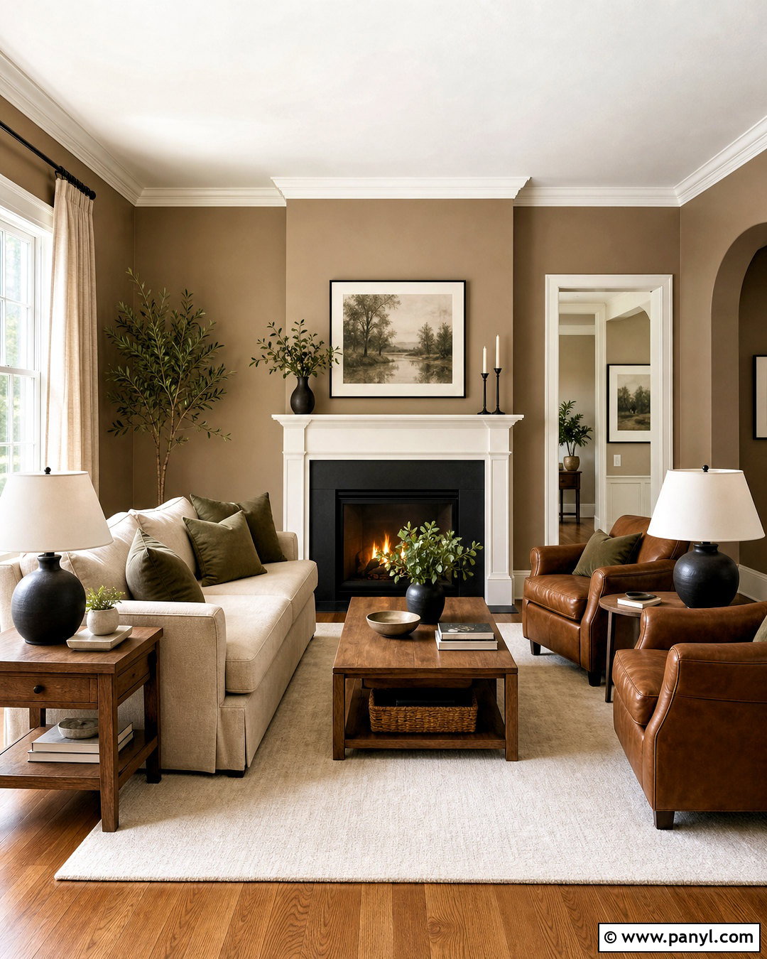 Warm Taupe Brown Living Room - 20 brown rooms paint ideas