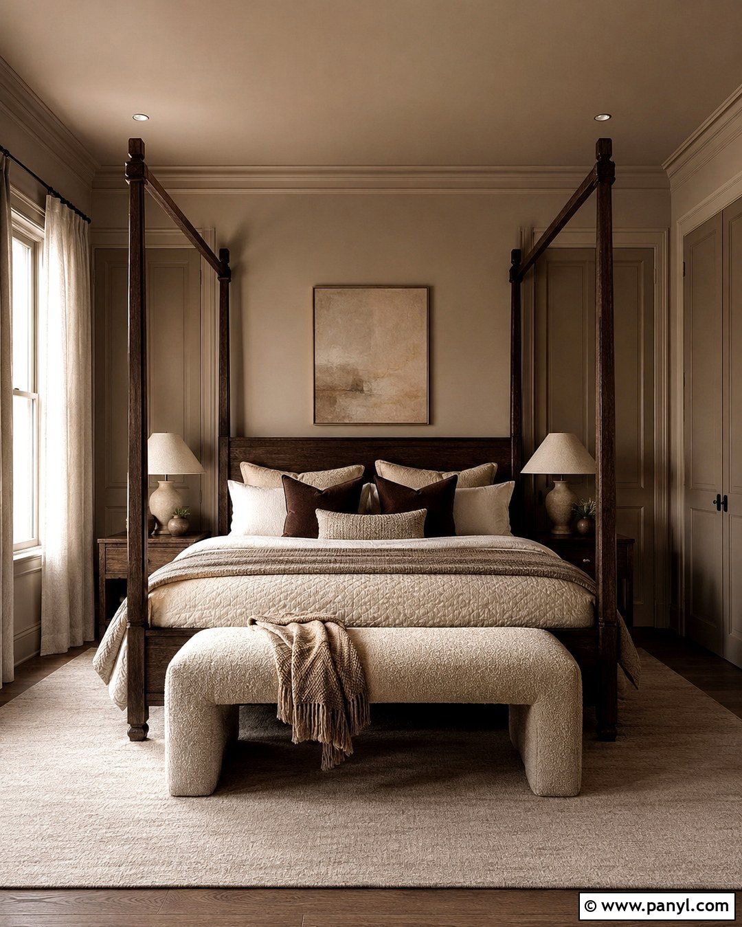 Warm Taupe Color Drenched Bedroom - 20 Colour Drenching A Room Ideas