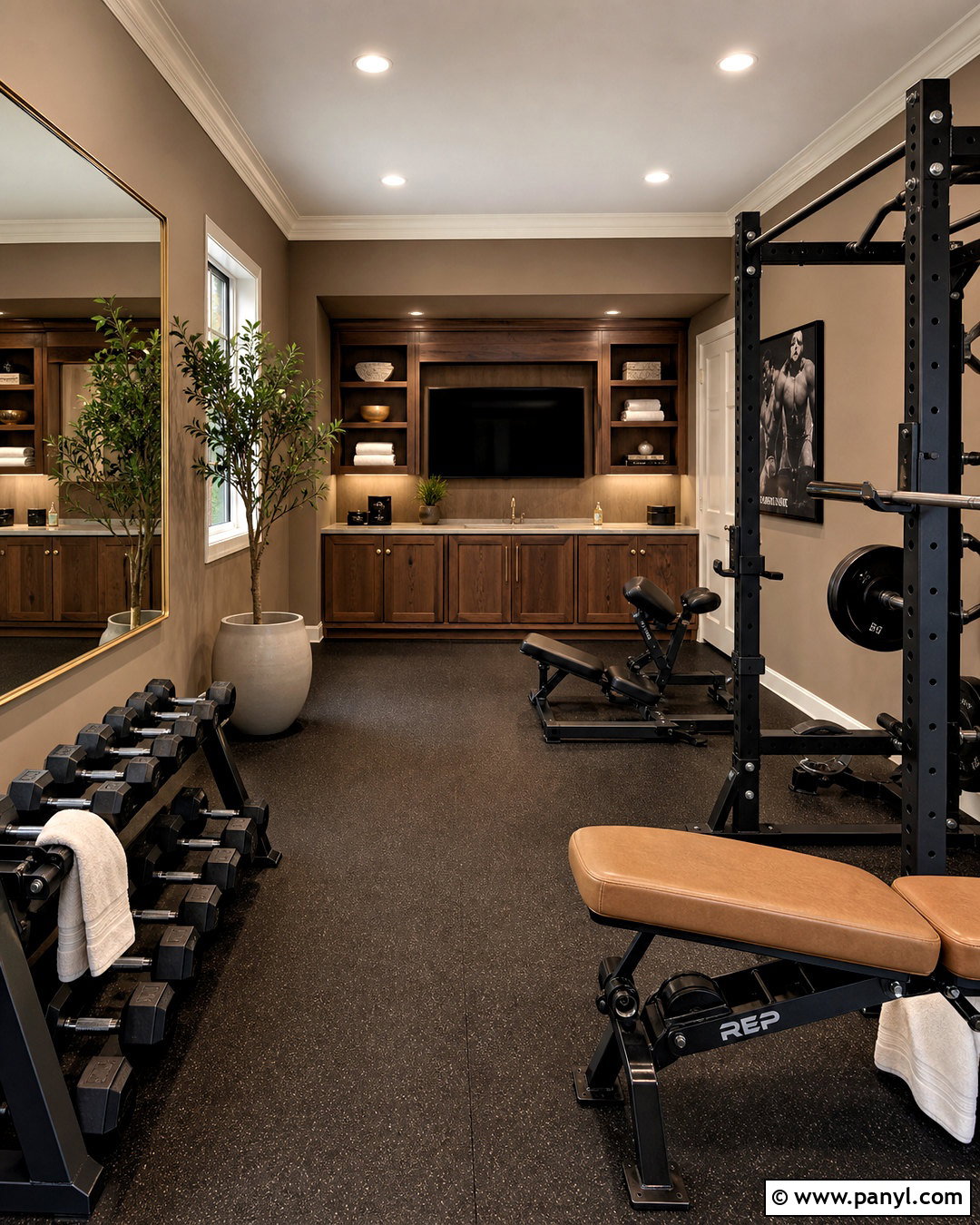 Warm Taupe Home Gym - 20 home gym colors paint ideas