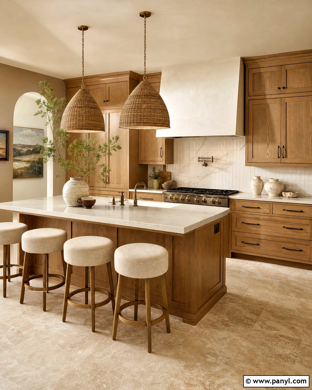 Warm Taupe Kitchen With Oak Cabinets - 20 kitchen color schemes with oak cabinets