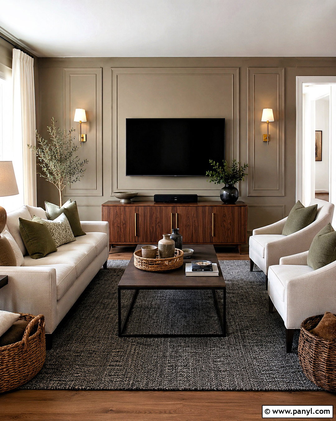 Warm Taupe TV Wall - 35 tv wall color ideas