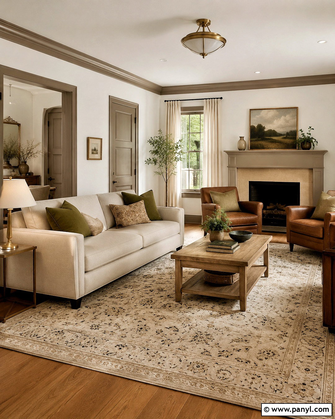 Warm Taupe Trim Living Room - 35 Taupe Trim White Walls