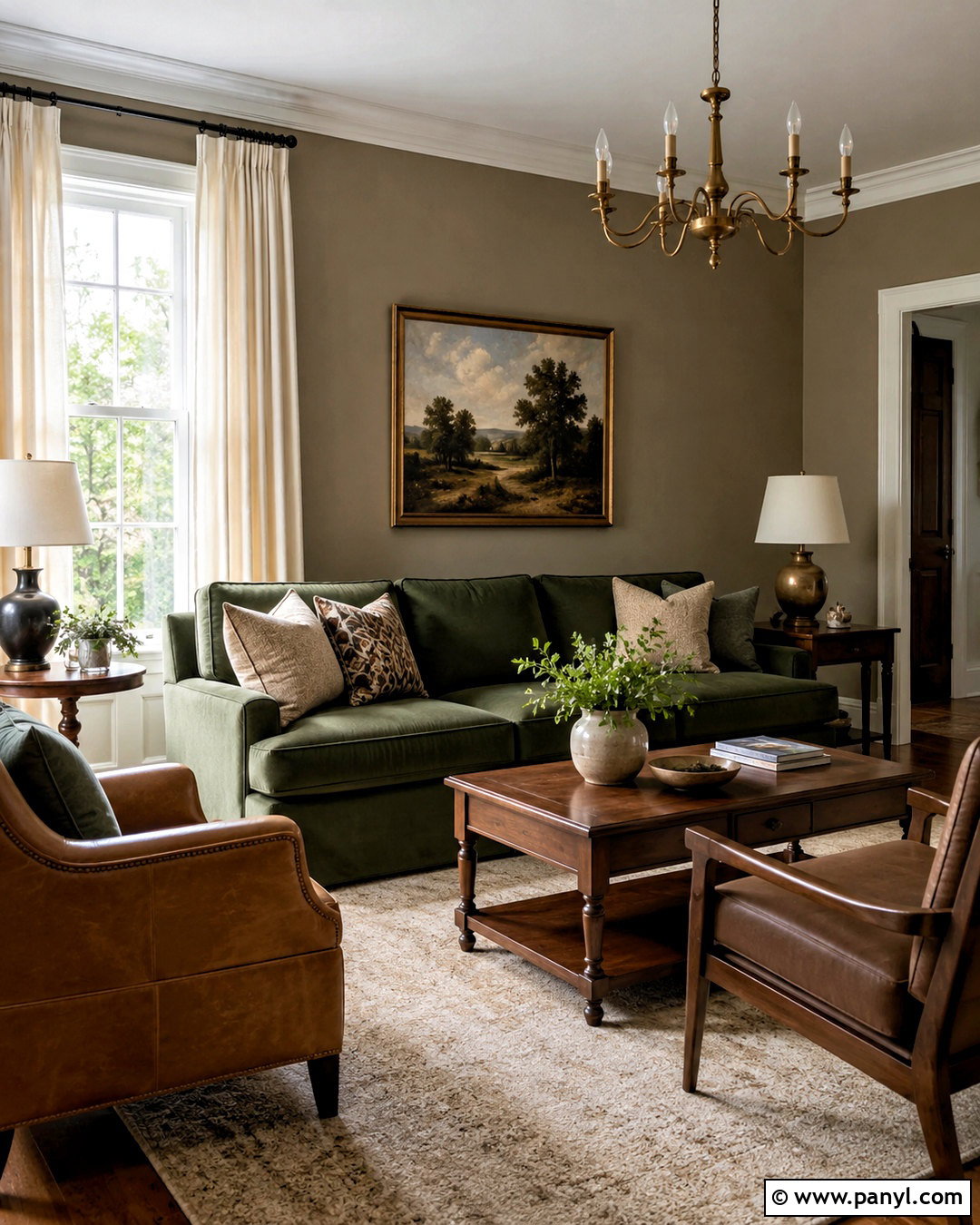 Warm Taupe Wall Color With Green Sofa - 35 Wall Color For Green Sofa Ideas