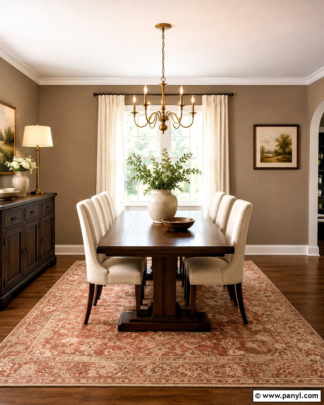 Warm Taupe Walls With Dark Wood Furniture - 35 Taupe Wall Color Ideas