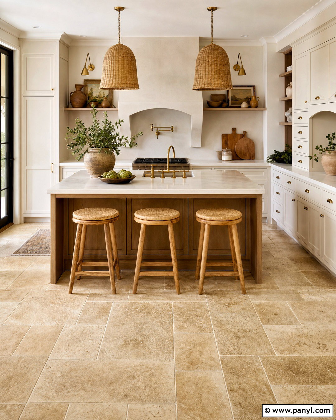 Warm Travertine Look Floor Tile - 20 latest tiles design for floor ideas