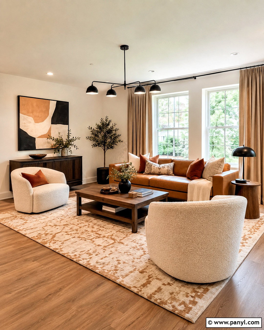 Warm White And Camel Living Room - 20 colour schemes for living room ideas