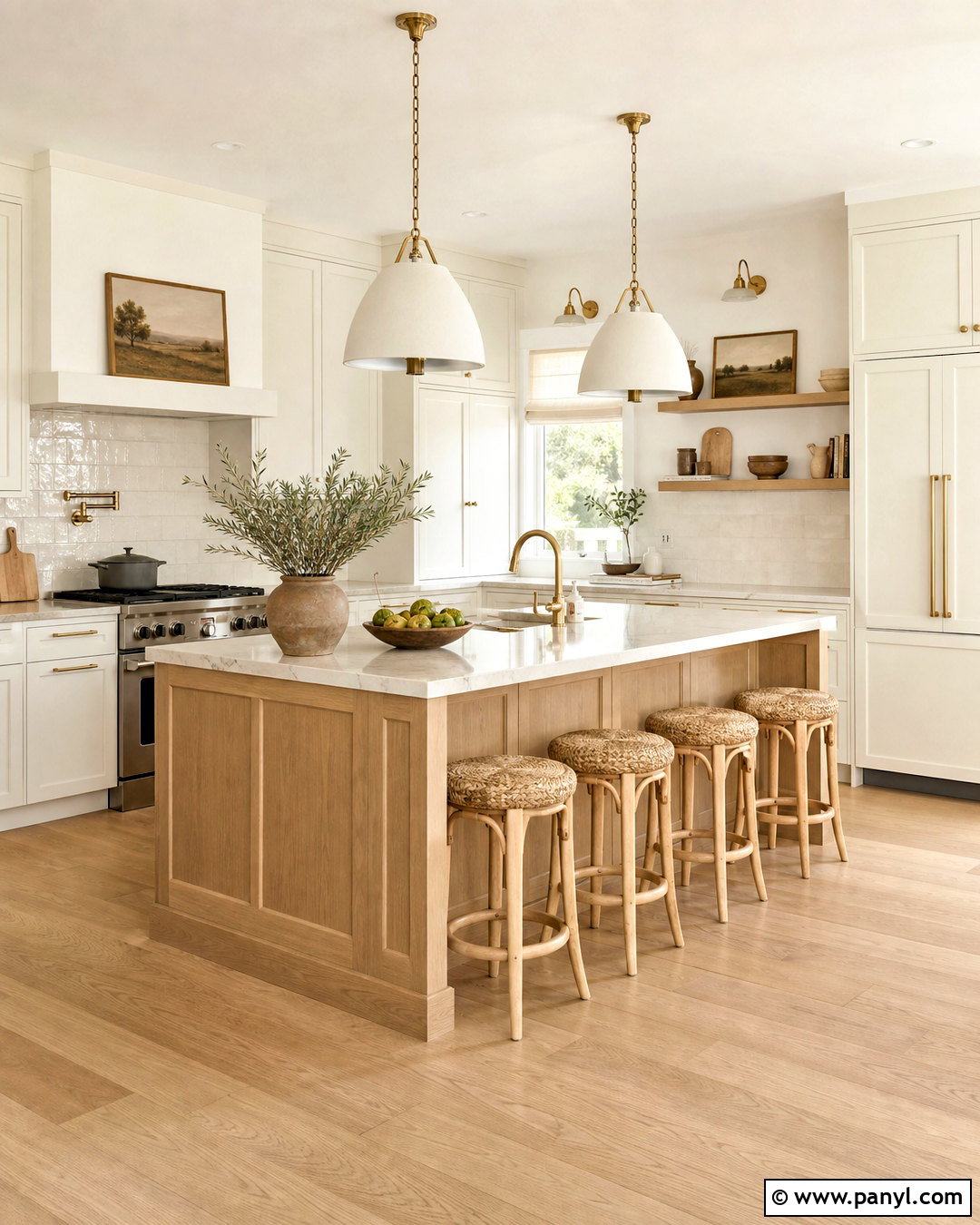 Warm White And Natural Oak Kitchen Palette - 20 kitchen colour palettes