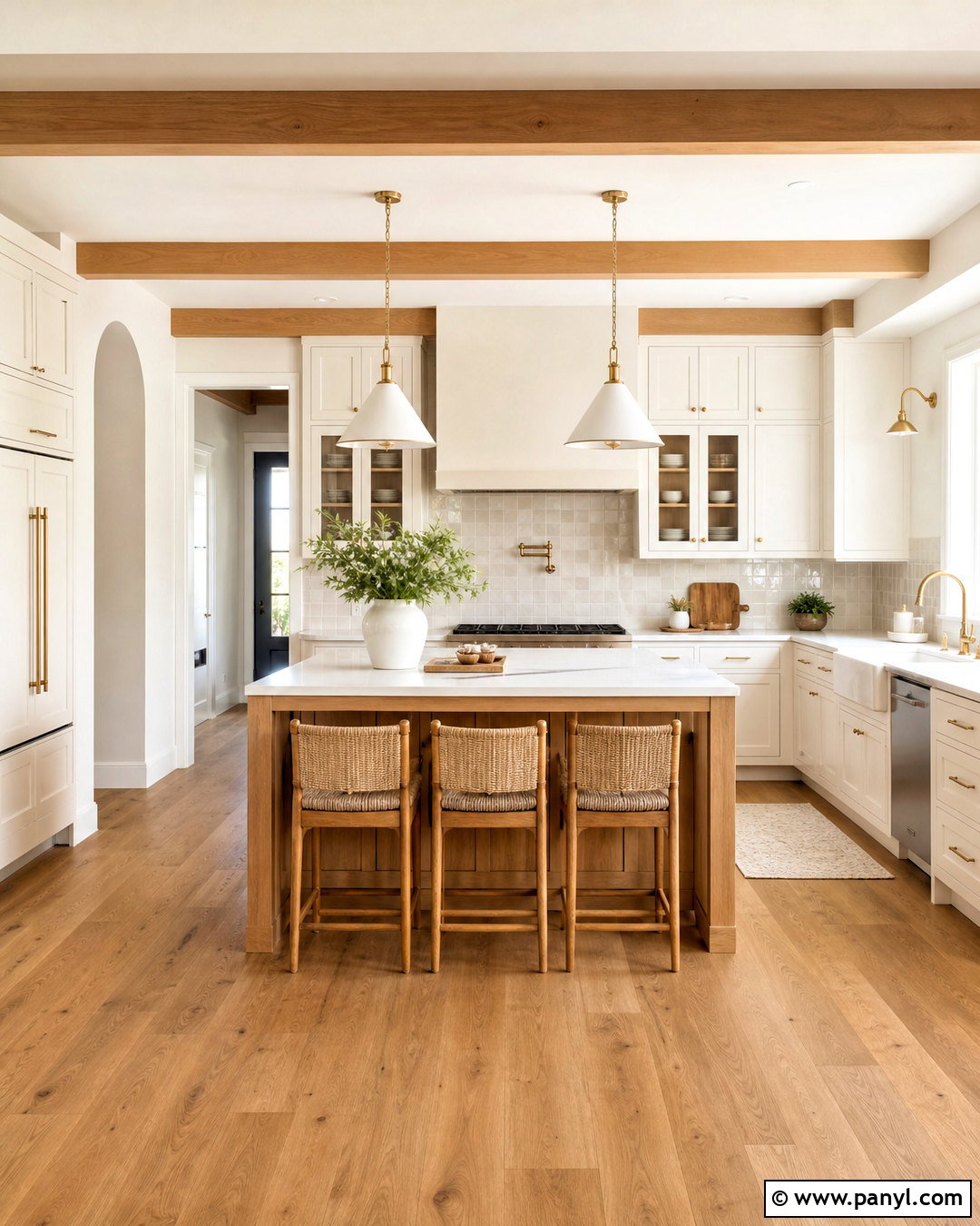 Warm White And Natural Oak Kitchen - 20 kitchen colours ideas