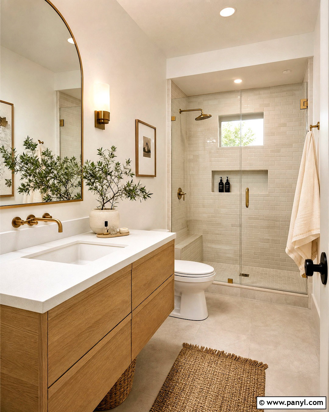 Warm White And Natural Wood Bathroom - 20 small bathroom colour schemes