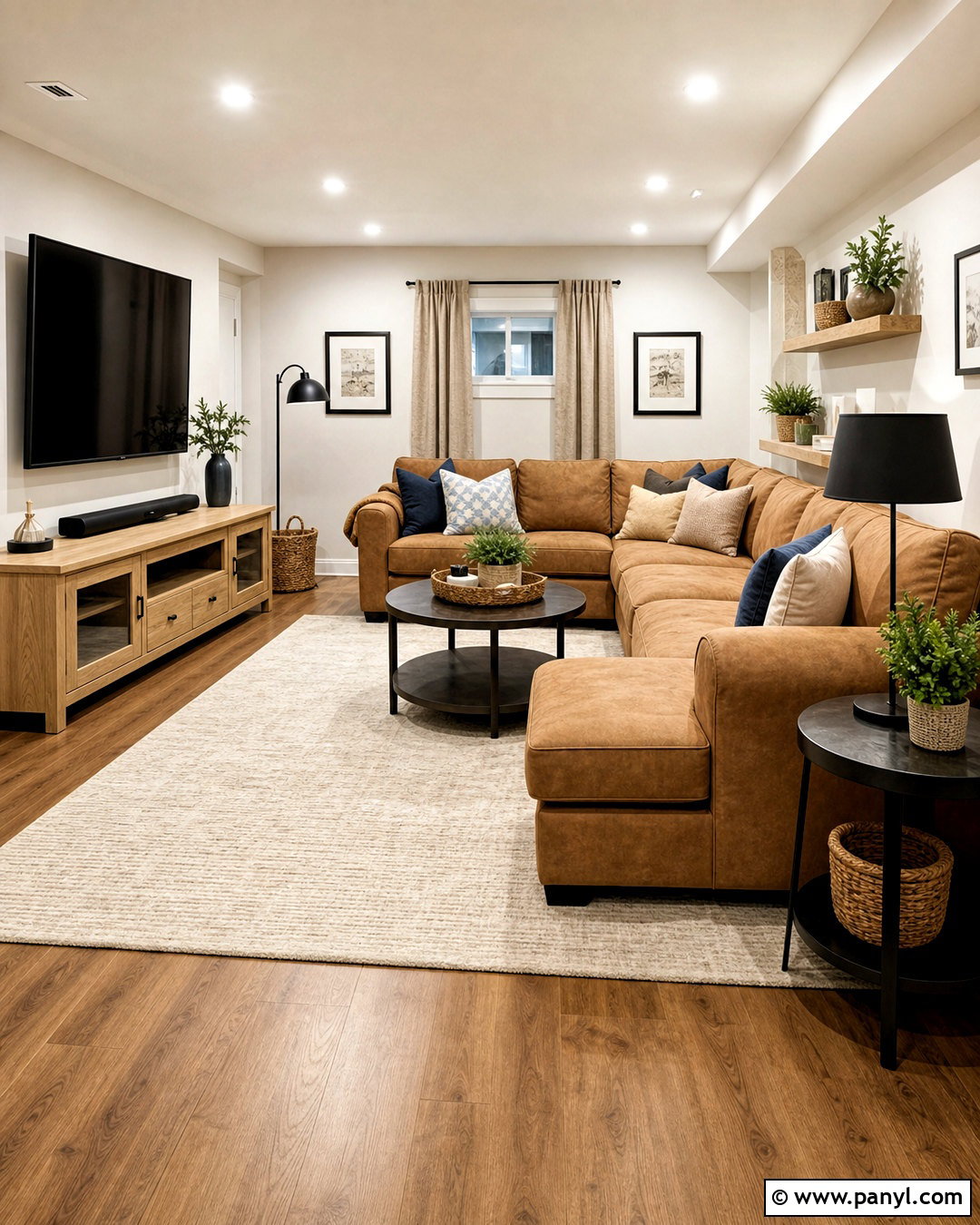 Warm White Basement Family Room - 20 basement colors ideas