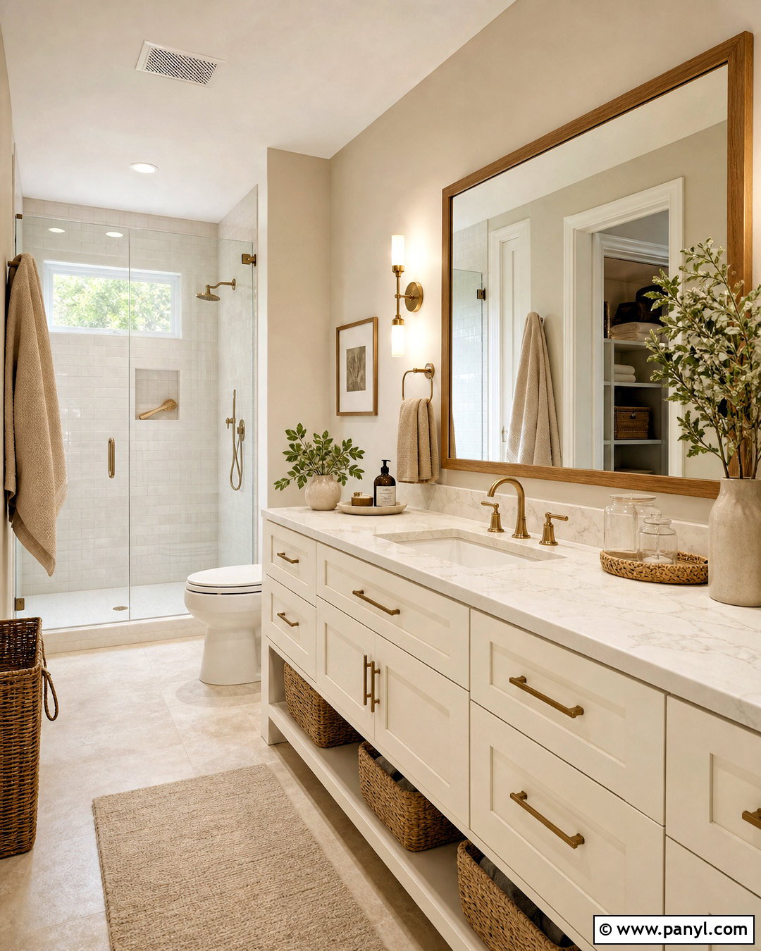 Warm White Bathroom Vanity - 20 bathroom vanity color ideas