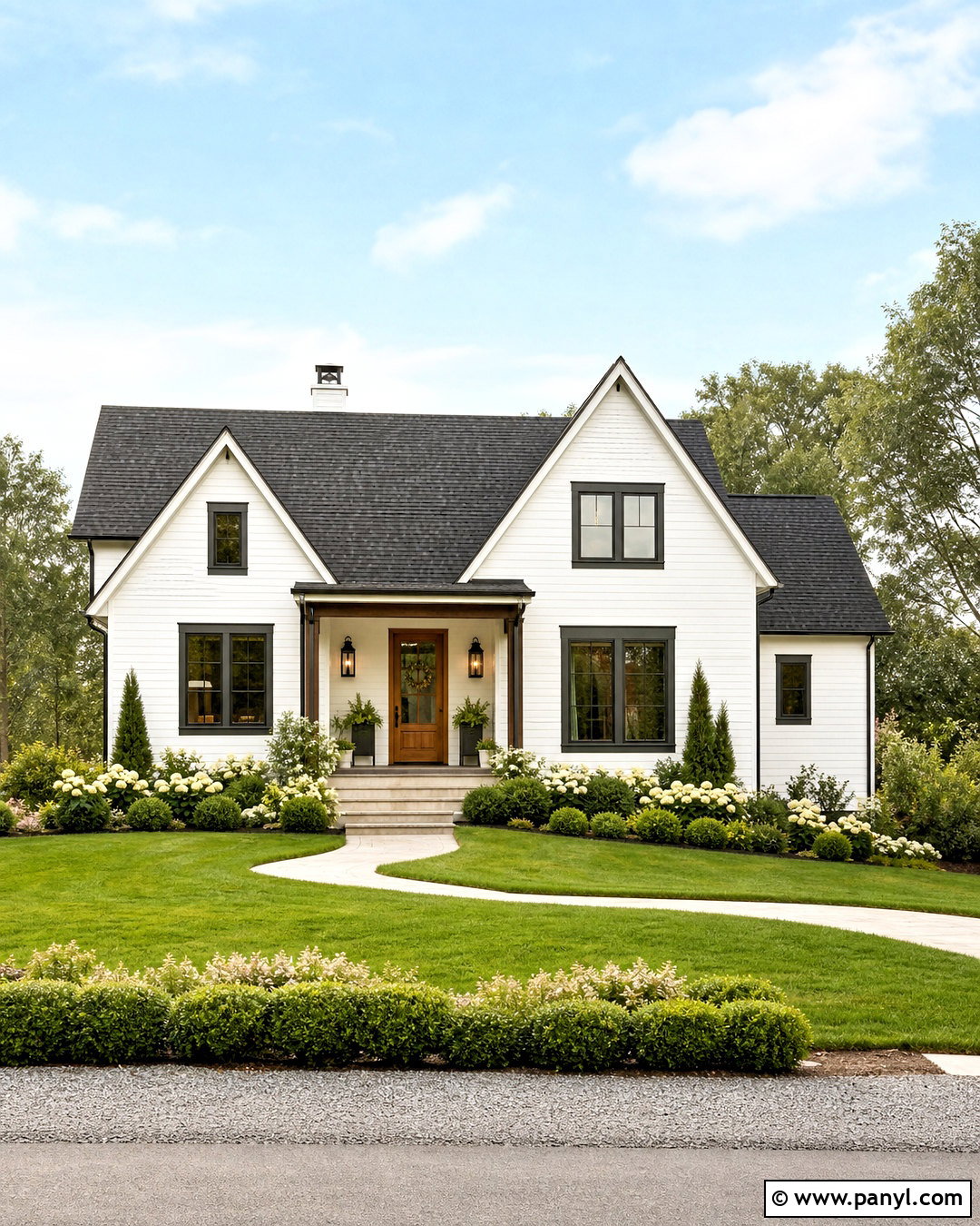 Warm White Exterior Walls With Charcoal Trim - 20 exterior wall painting ideas