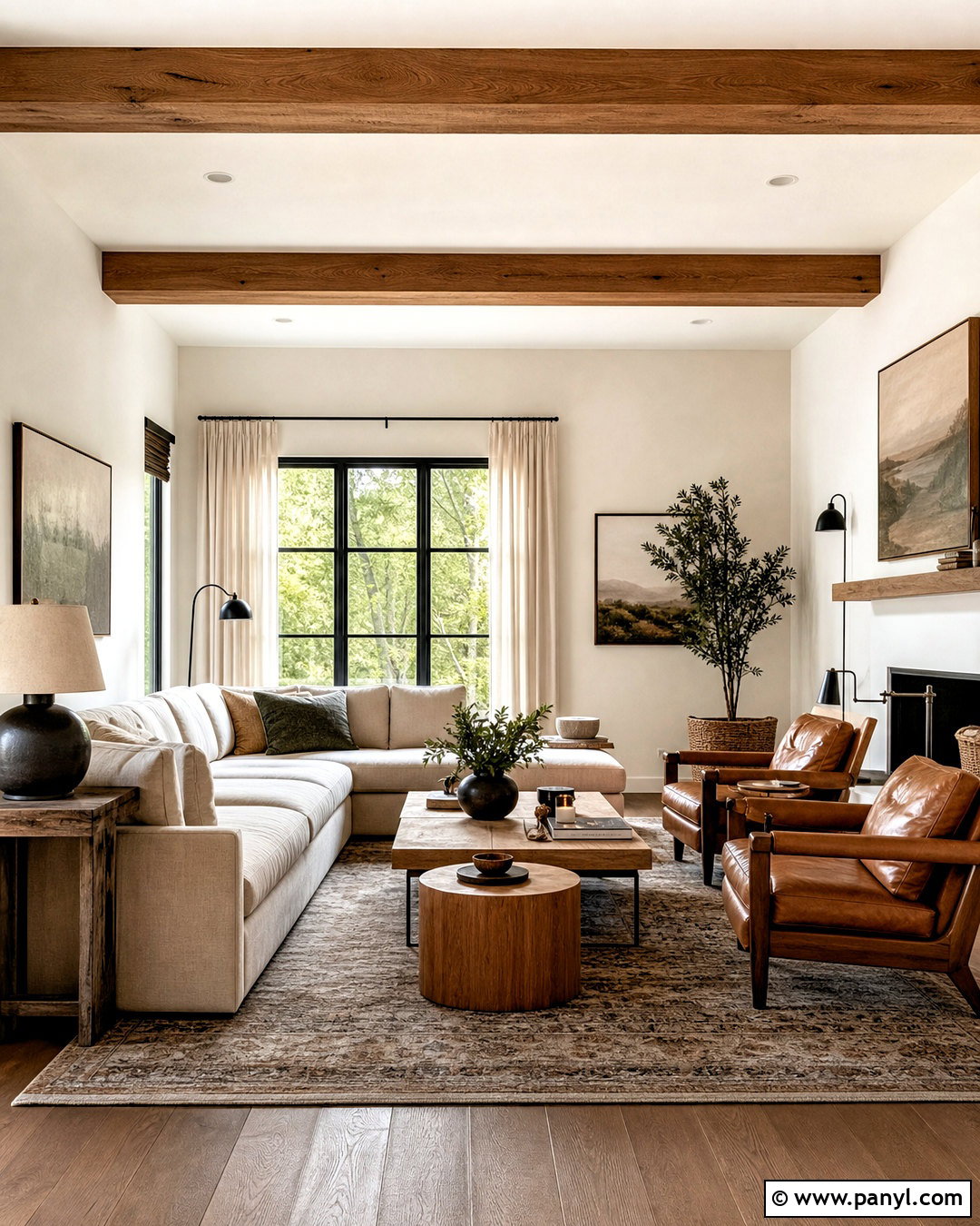 Warm White Family Room - 20 family room paint color ideas