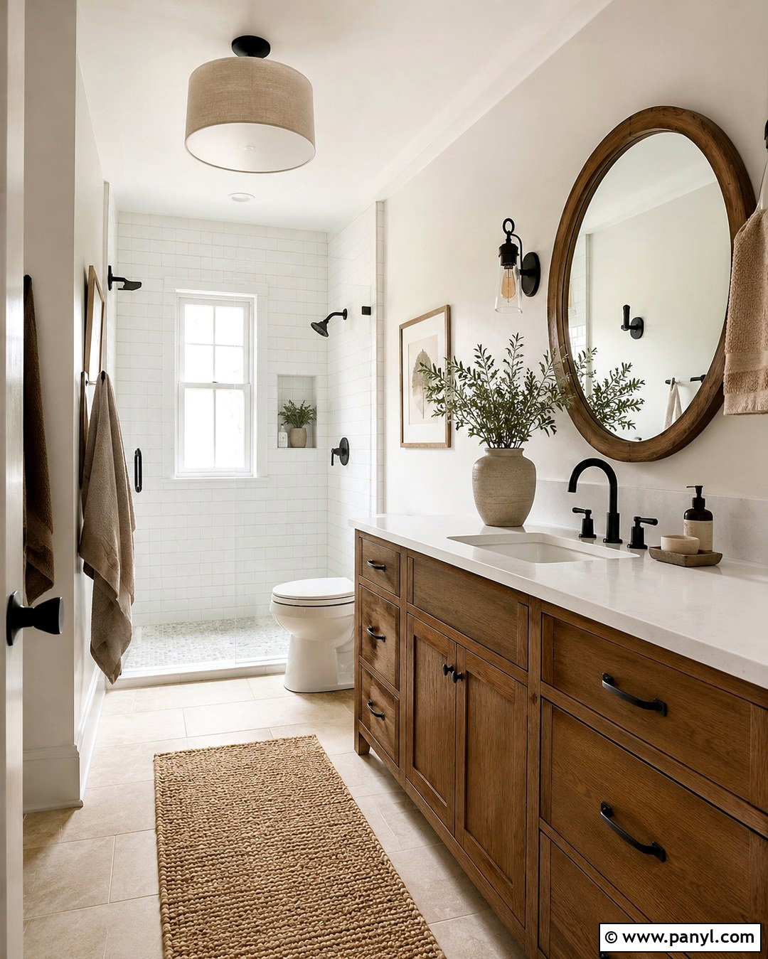 Warm White Farmhouse Bathroom - 20 Farmhouse Bathroom Paint Colors Wall Ideas