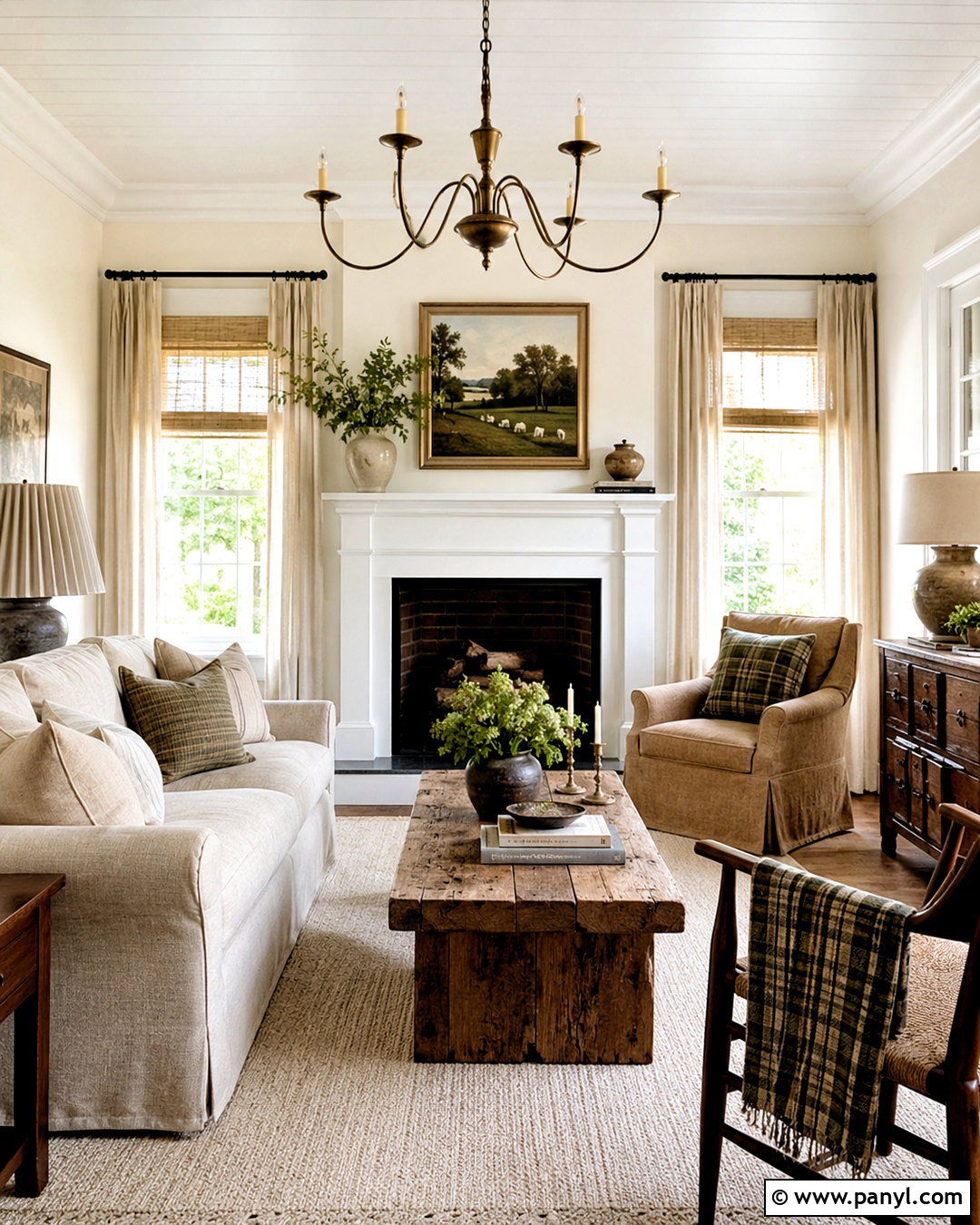 Warm White Farmhouse Room With White Trim - 20 Warm White Walls With White Trim Ideas