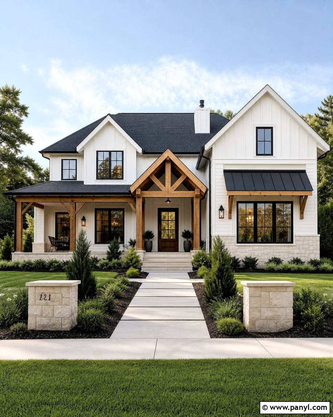 Warm White House Color With Natural Wood - 20 house color ideas