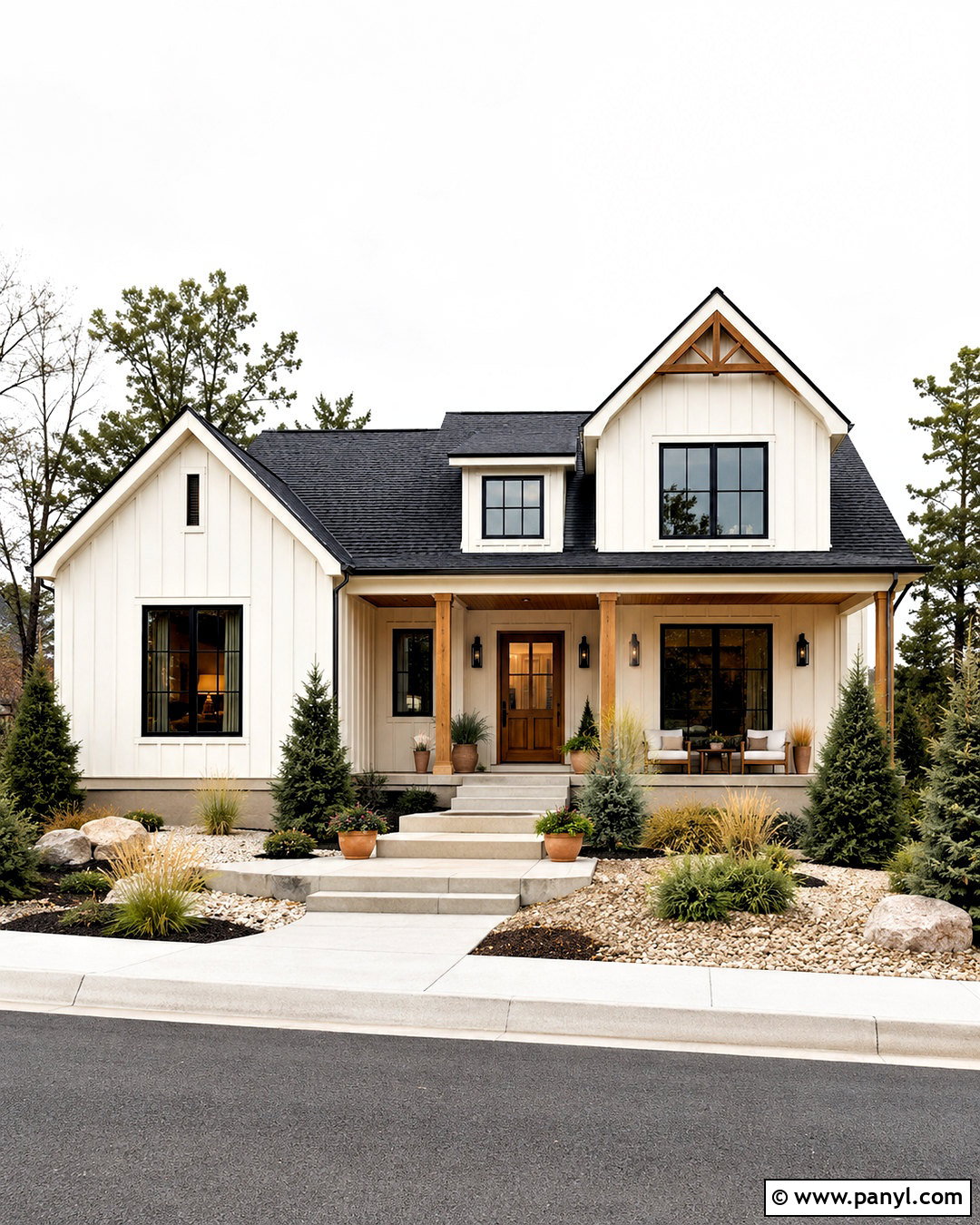 Warm White House With Cedar Accents - 20 outside house colour ideas