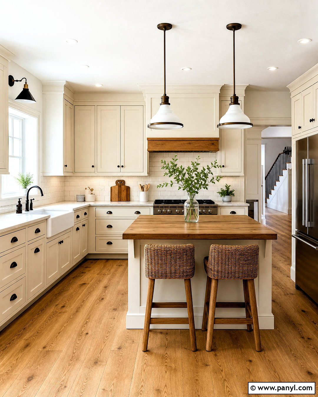 Warm White Kitchen Cabinets In Farmhouse Kitchen - 20 warm white kitchen cabinets