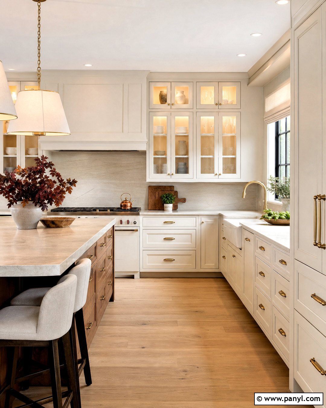 Warm White Kitchen Cabinets With Glass Doors - 20 warm white kitchen cabinets