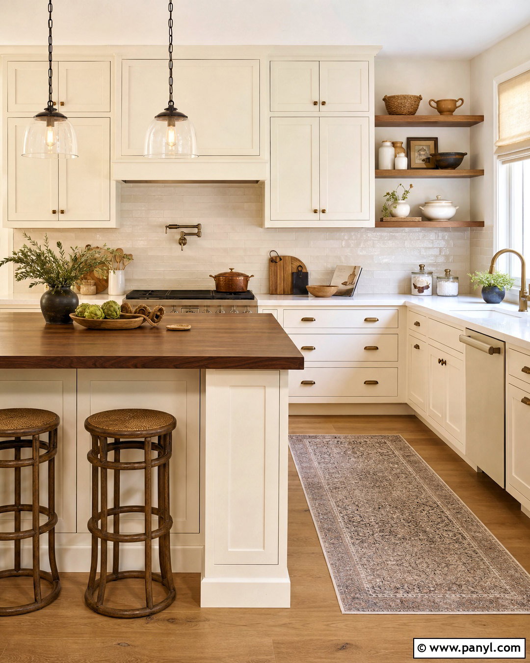 Warm White Kitchen Cabinets With Wood Countertops - 20 warm white kitchen cabinets
