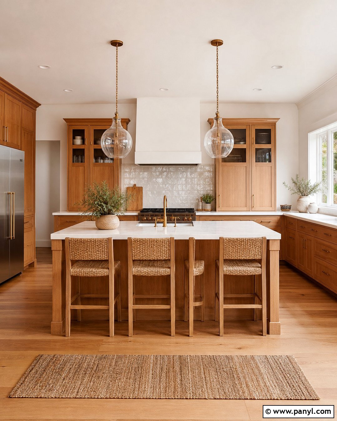 Warm White Kitchen Walls With Natural Wood Cabinets - 25 Kitchen Wall Color With Natural Wood Cabinet Ideas