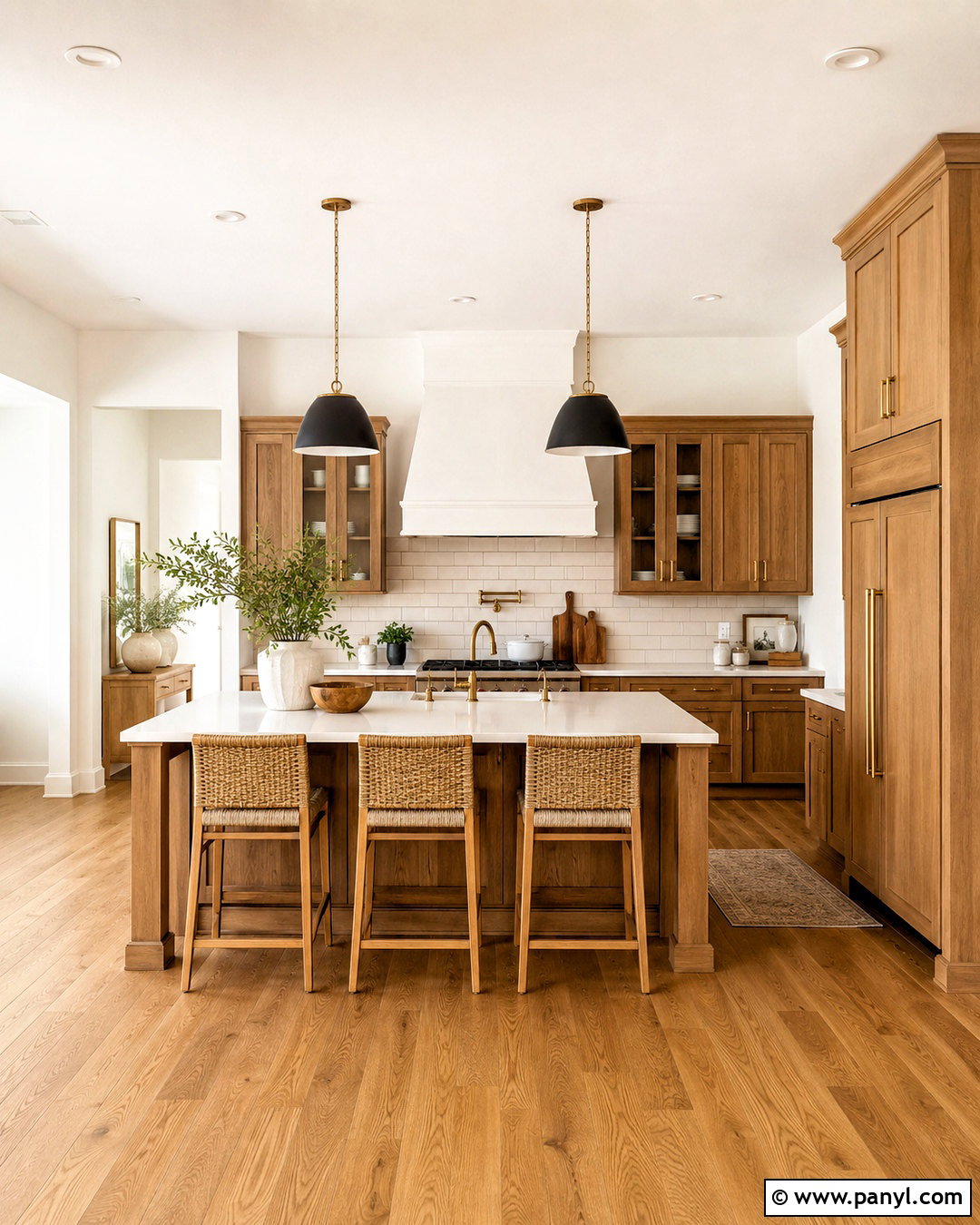Warm White Kitchen Walls With Oak Cabinets - 40 kitchen wall color ideas