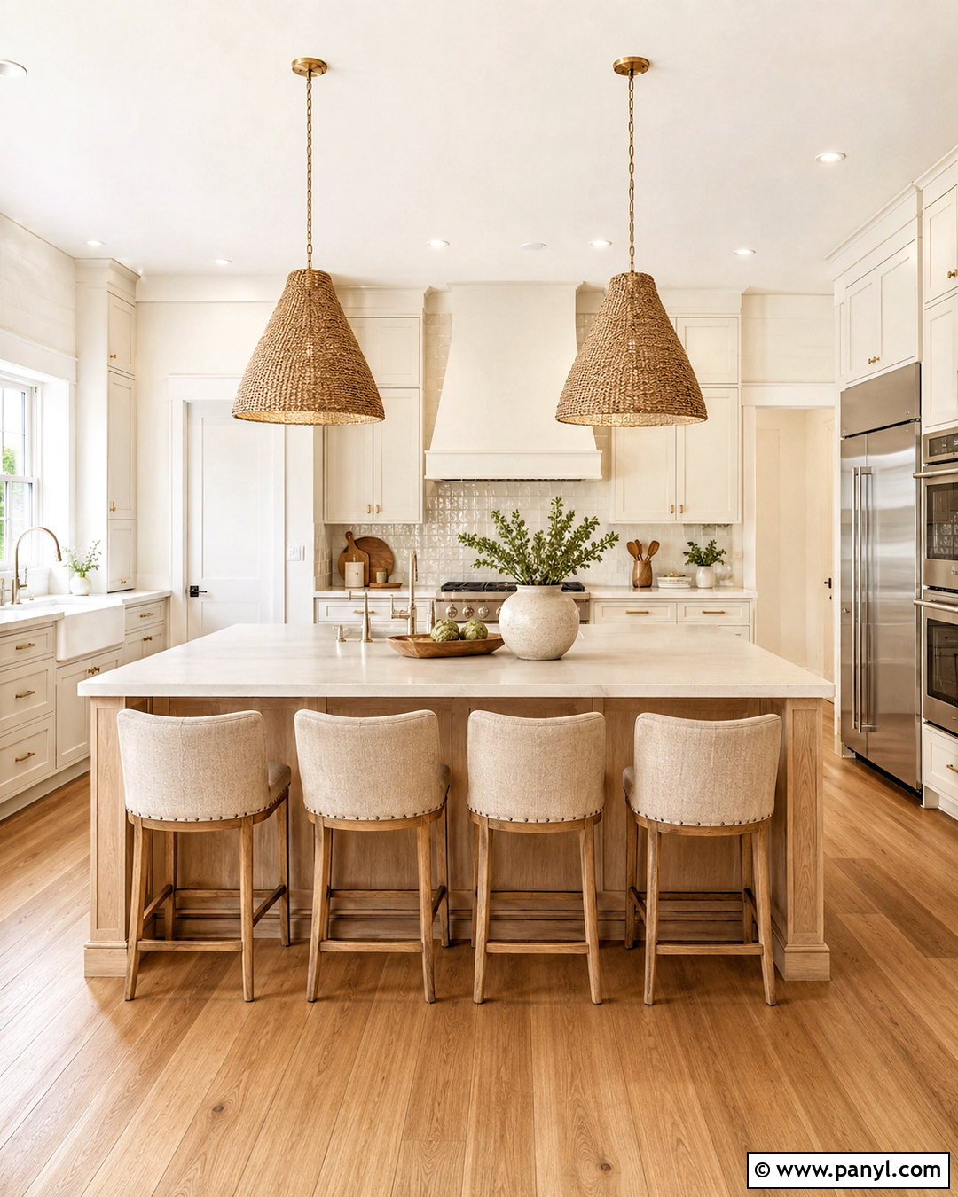 Warm White Kitchen With Light Oak - 20 light color kitchen ideas