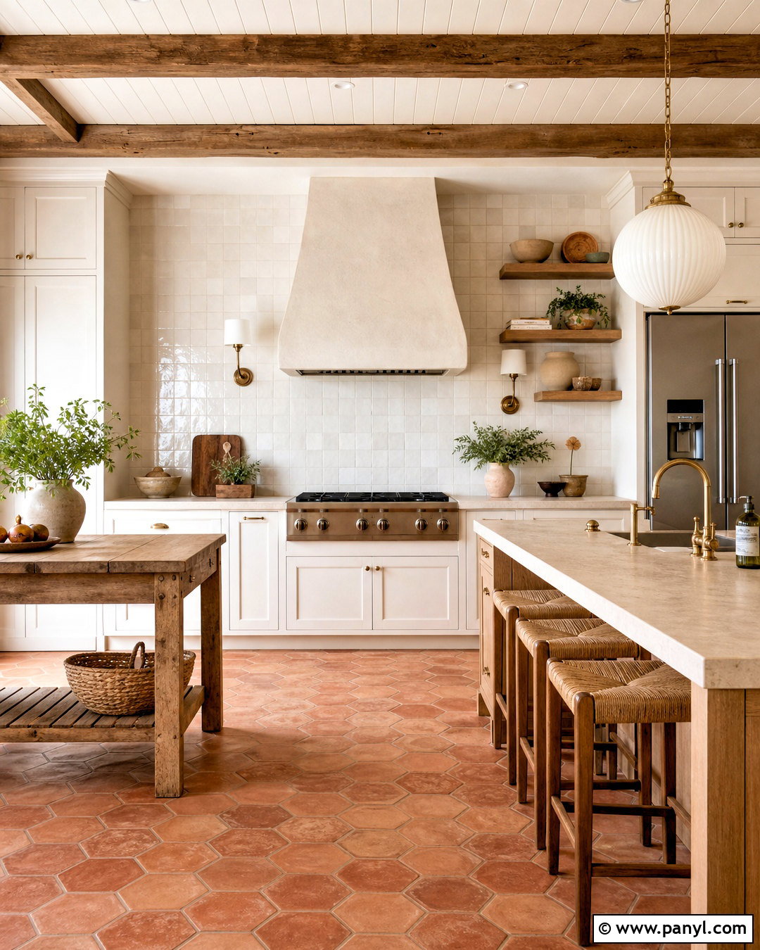 Warm White Kitchen With Terracotta Floor - 20 warm white kitchen ideas