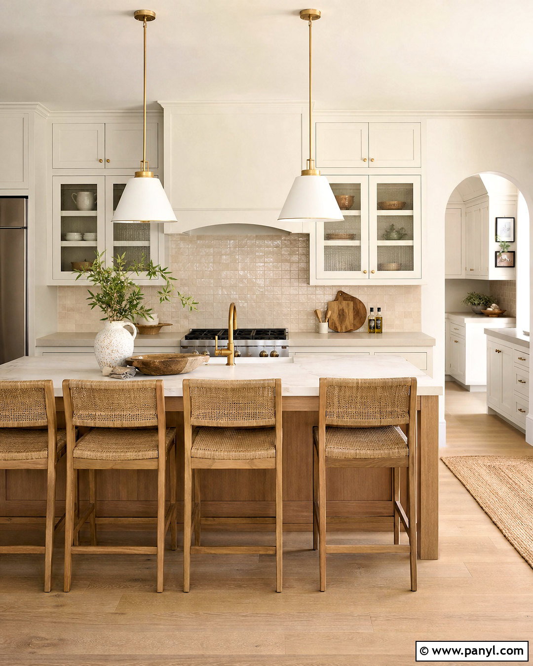 Warm White Kitchen With White Oak Island - 20 warm white kitchen ideas