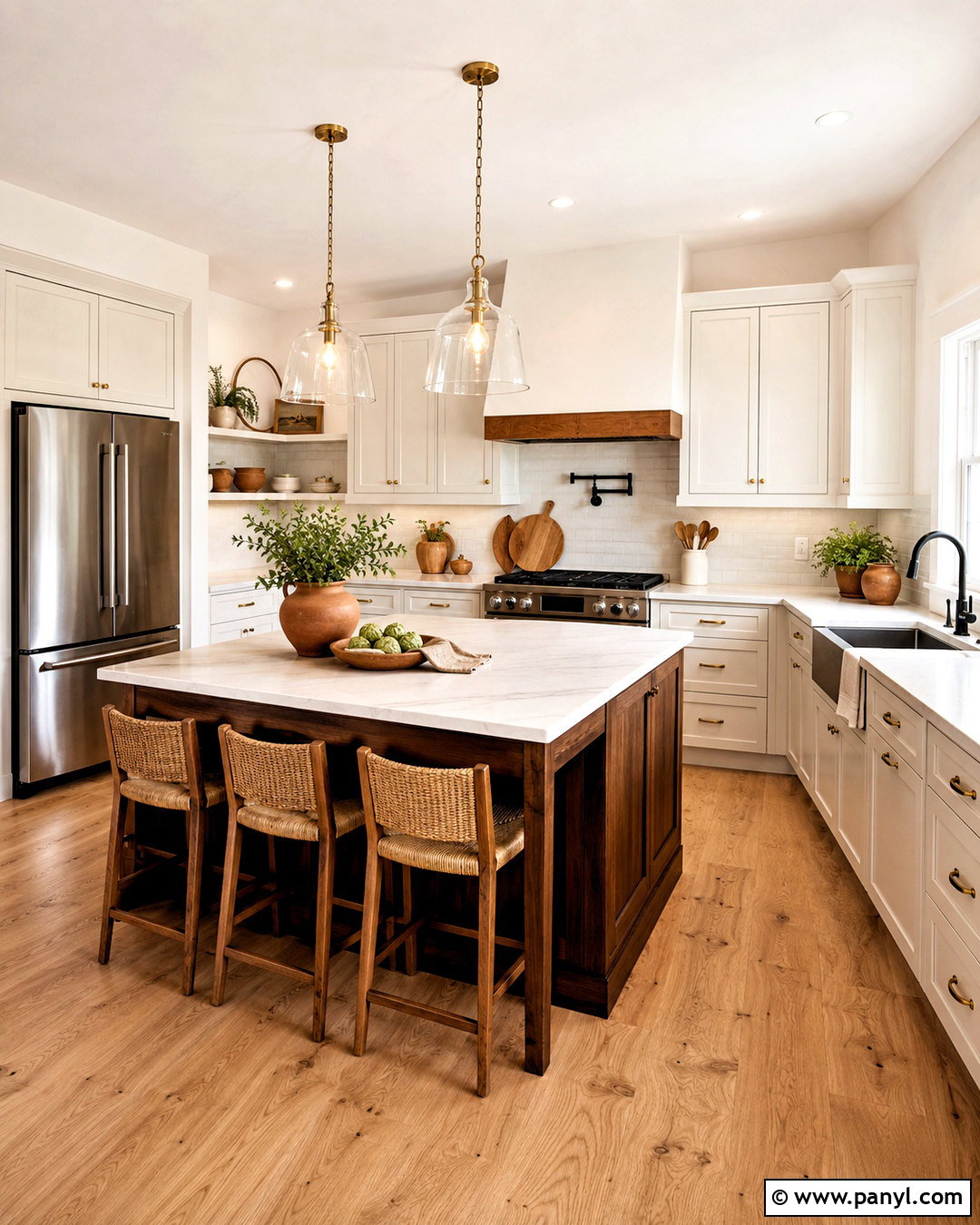 Warm White Kitchen With White Trim - 20 Warm White Walls With White Trim Ideas