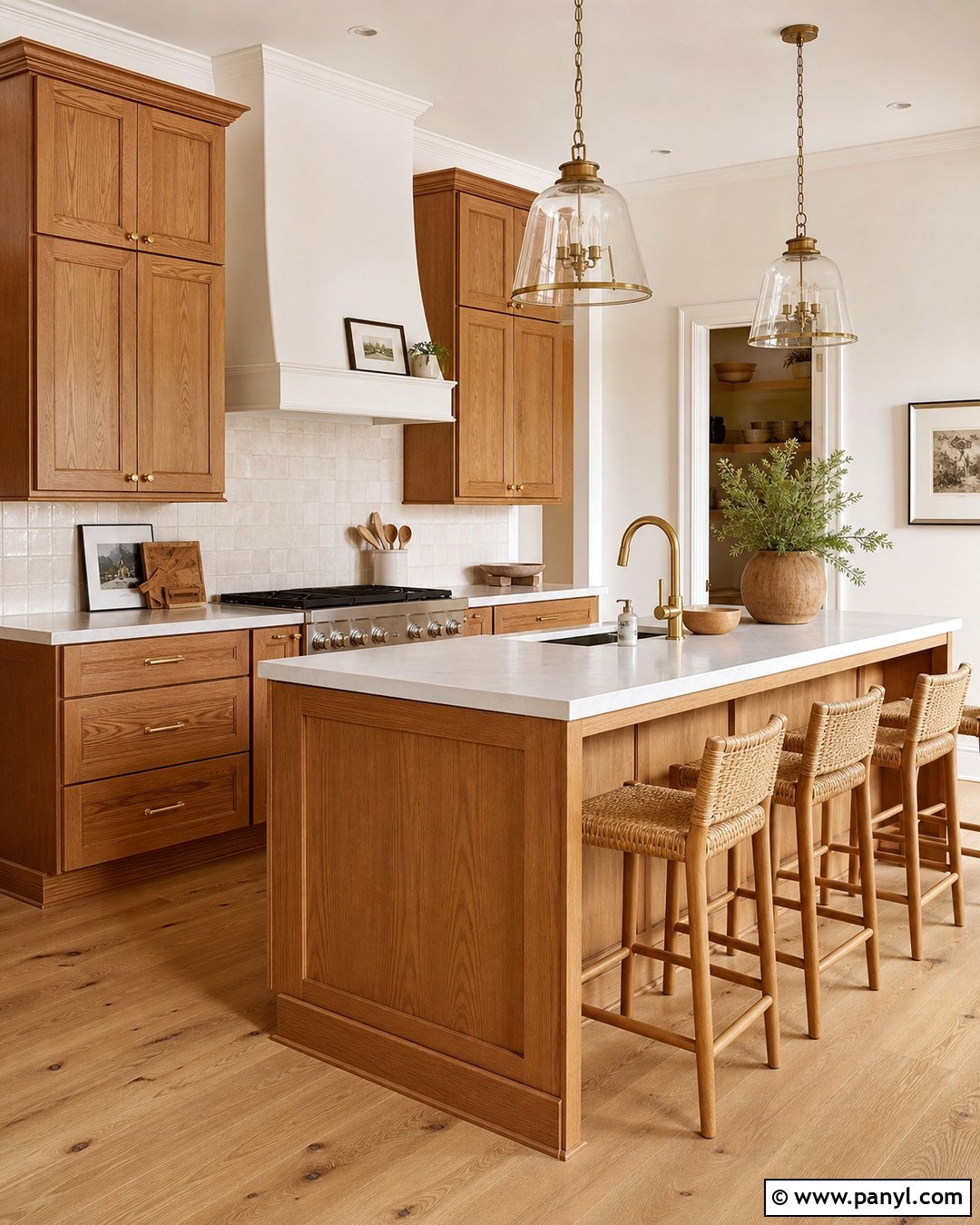 Warm White Kitchen With Wood Cabinets - 25 Kitchen Colors With Wood Cabinets