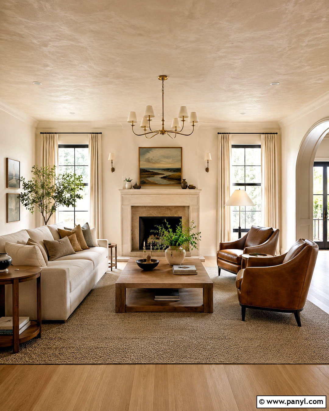 Warm White Limewash Ceiling Living Room - 20 limewash ceiling ideas