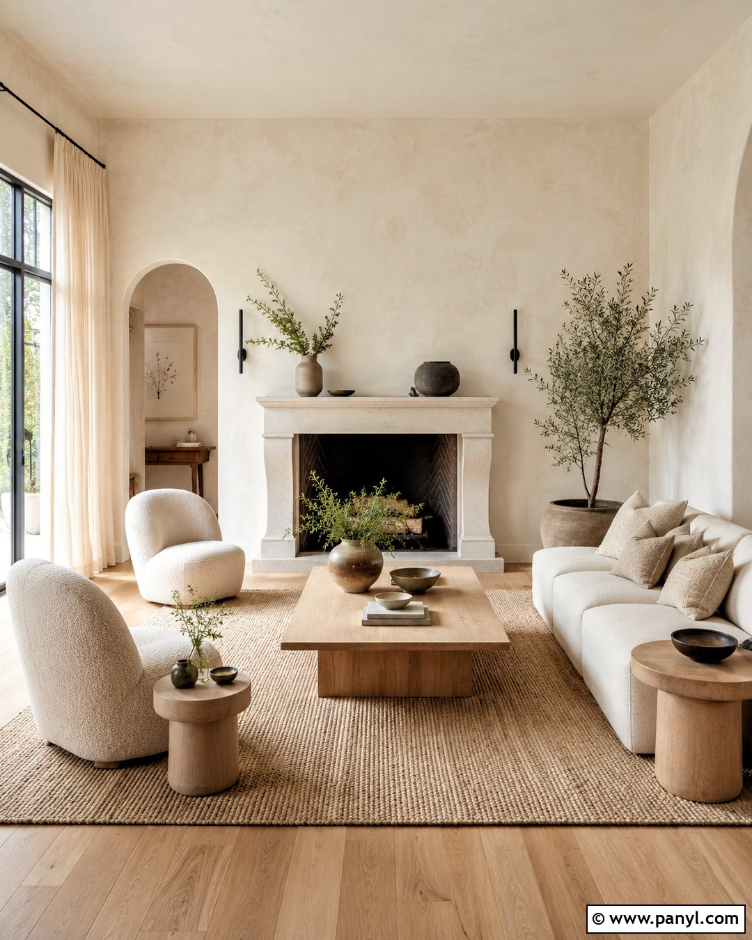 Warm White Limewash Living Room - 20 limewash paint texture ideas
