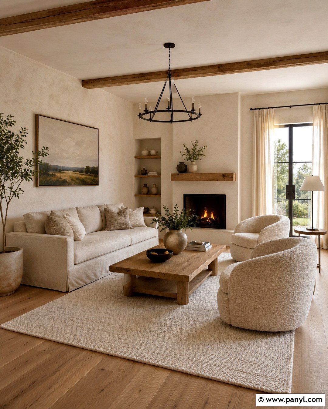 Warm White Limewash Living Room - 20 Limewash Painted Walls