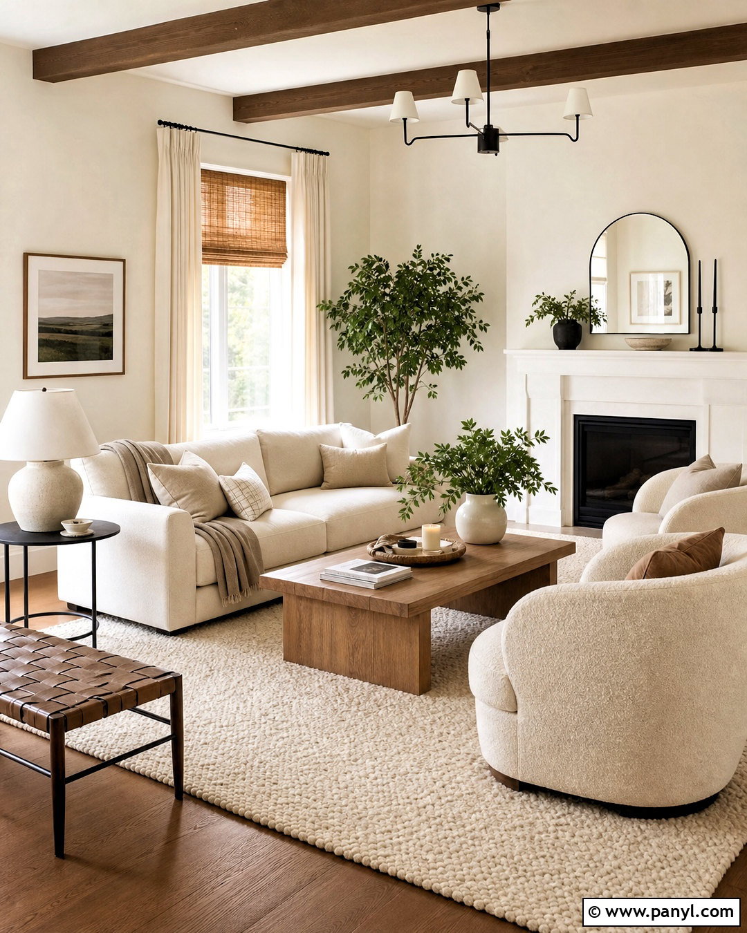 Warm White Living Room - 20 white interior design ideas