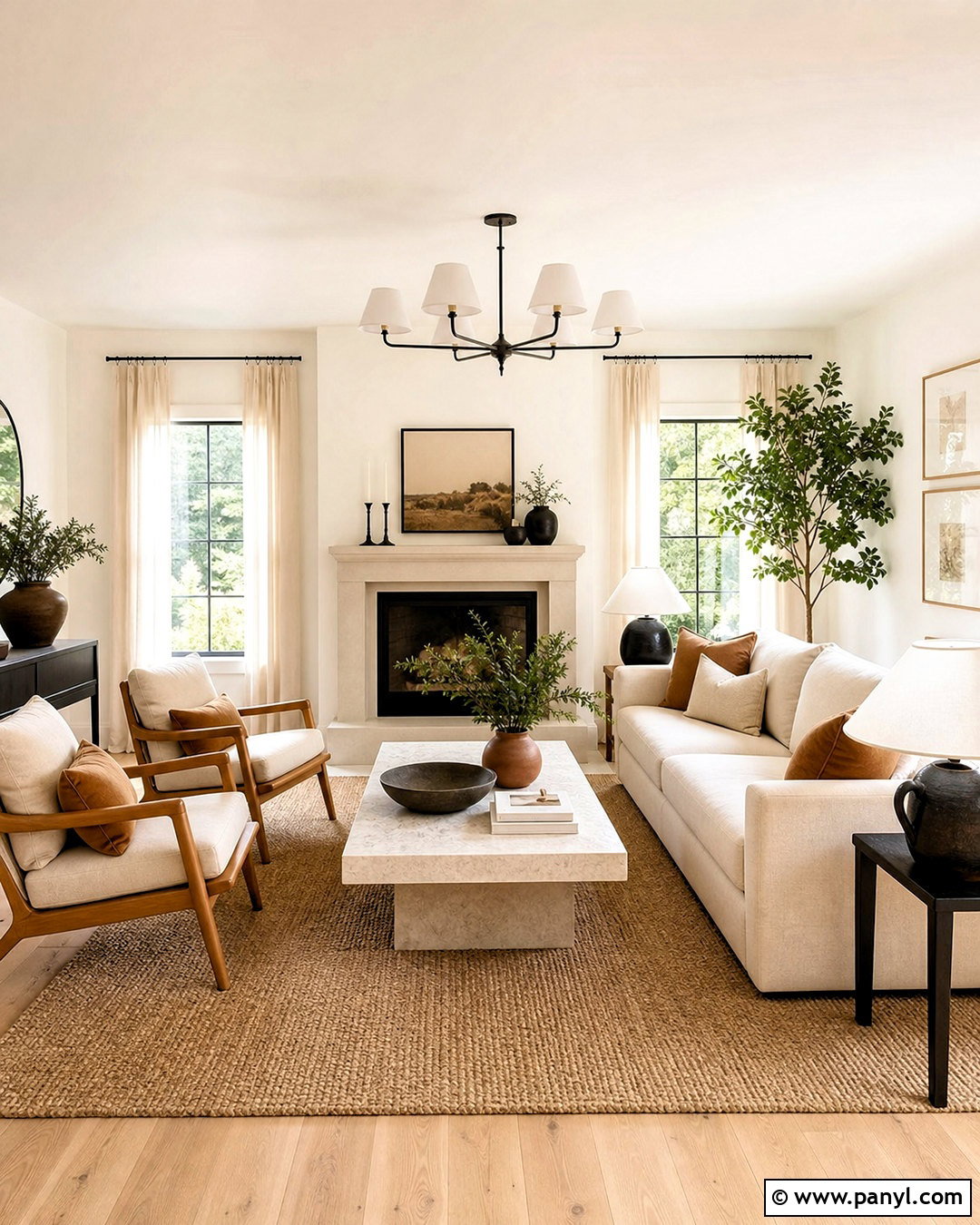 Warm White Living Room - 20 light room color ideas