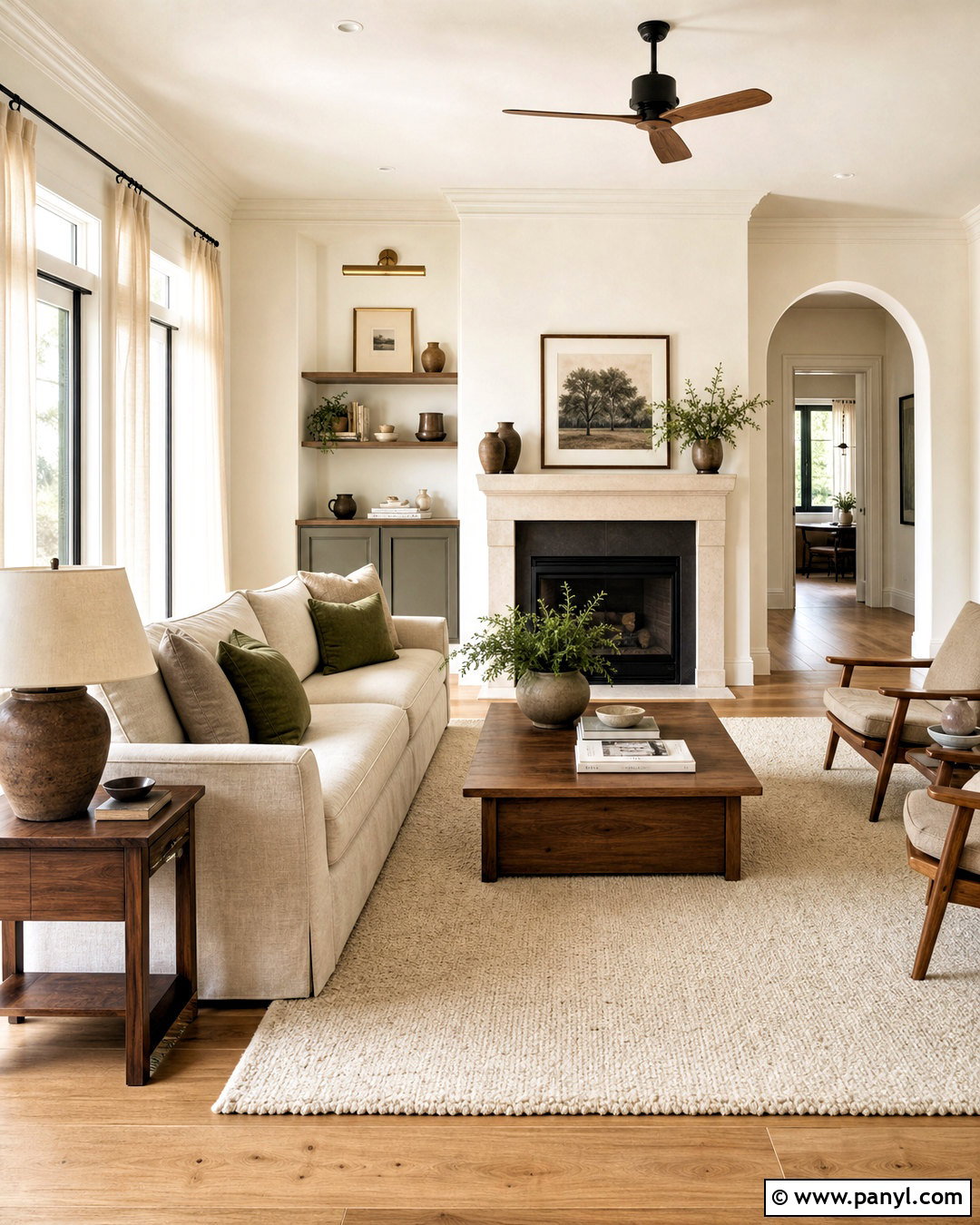 Warm White Living Room - 20 neutral living room paint color ideas