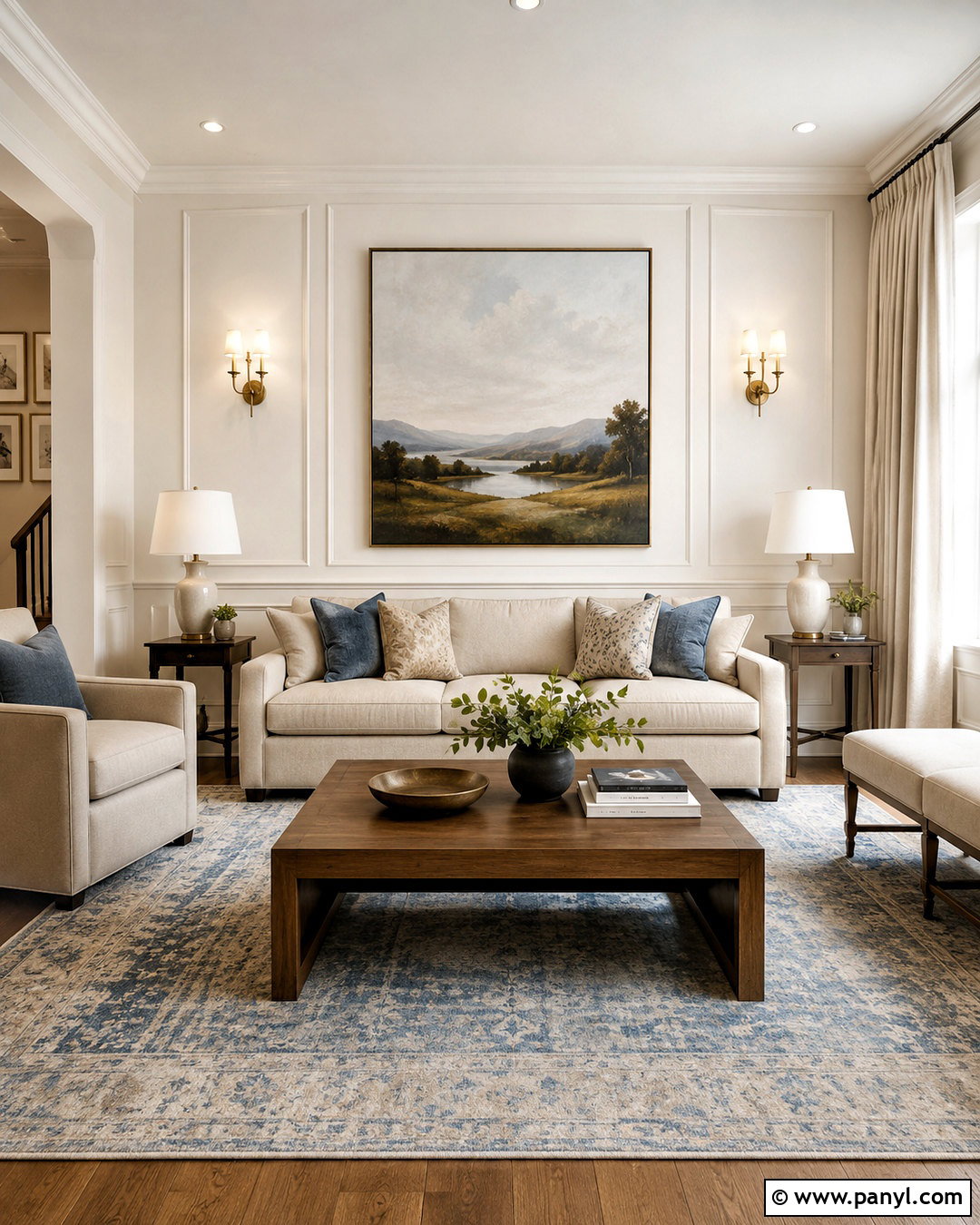 Warm White Living Room Wall Molding - 20 living room wall designs