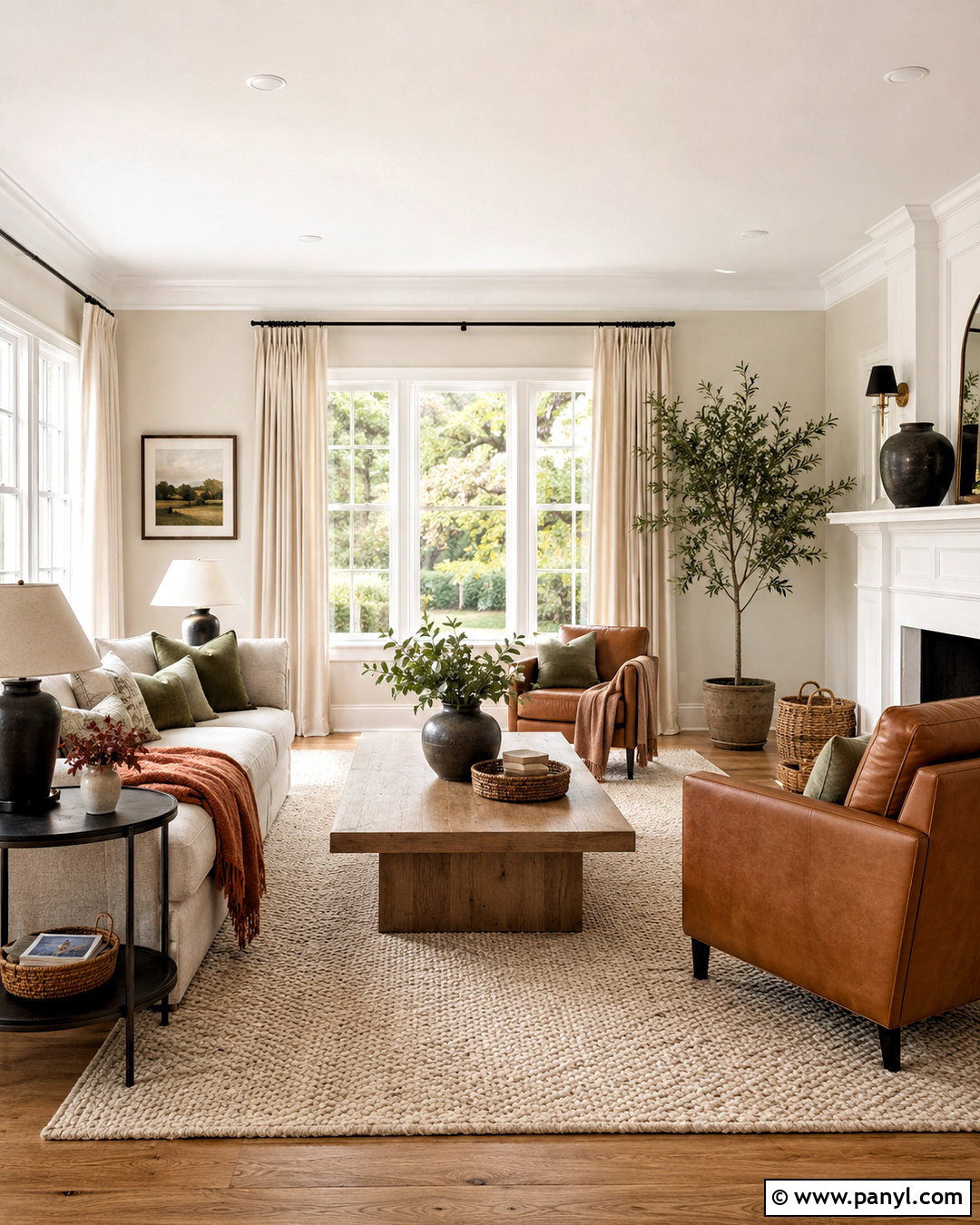 Warm White Living Room With White Trim - 20 Warm White Walls With White Trim Ideas