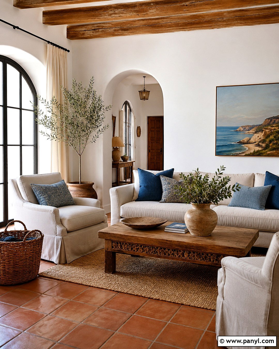 Warm White Mediterranean Living Room Walls - 20 Mediterranean Wall Paint Ideas