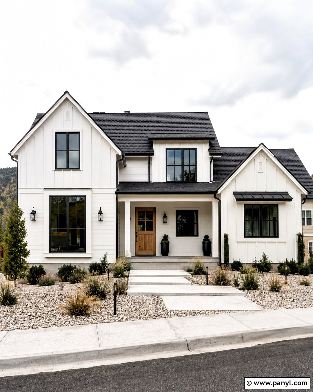 Warm White Outside Wall With Black Trim - 20 outside wall painting ideas