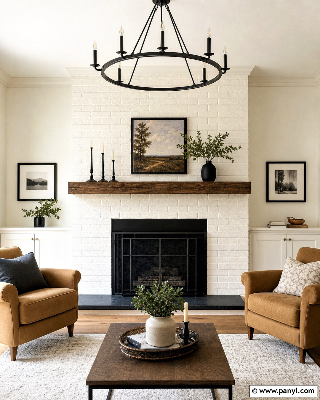 Warm White Painted Brick Fireplace - 20 updating fireplace brick ideas