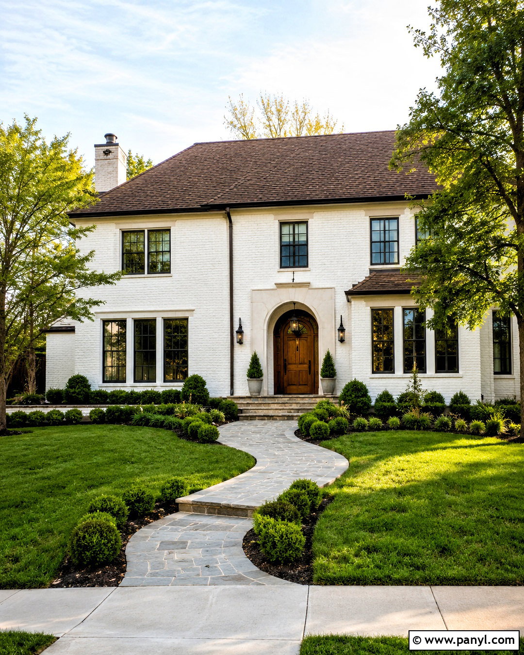 Warm White Painted Brick Home - 20 painted brick homes