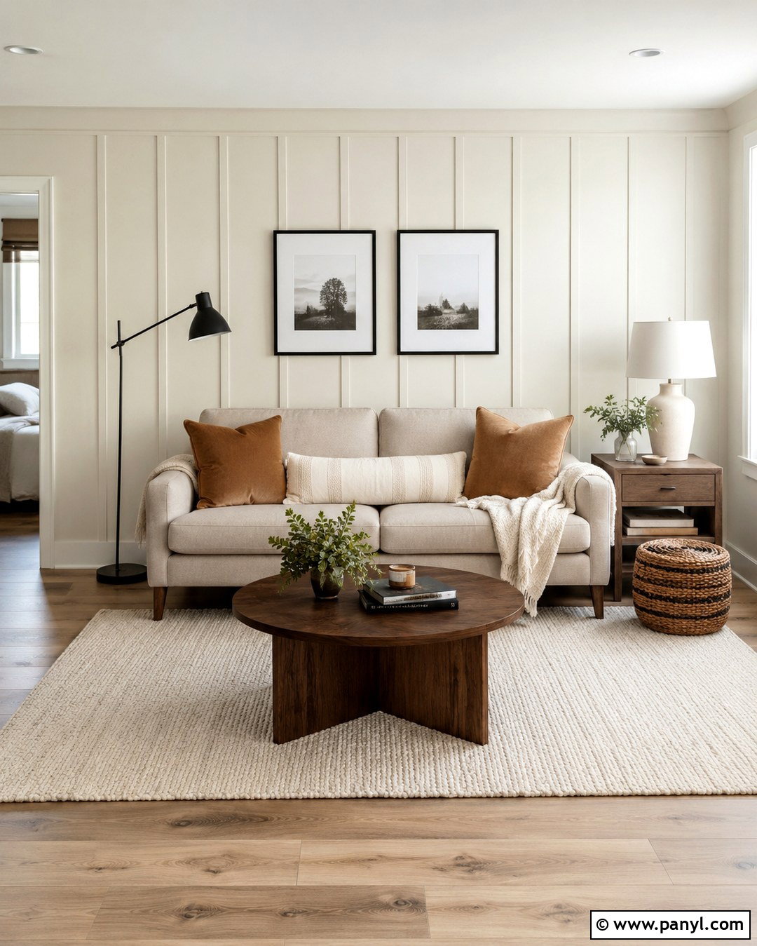 Warm White Paneled Accent Wall - 20 Neutral Color Accent Wall Ideas