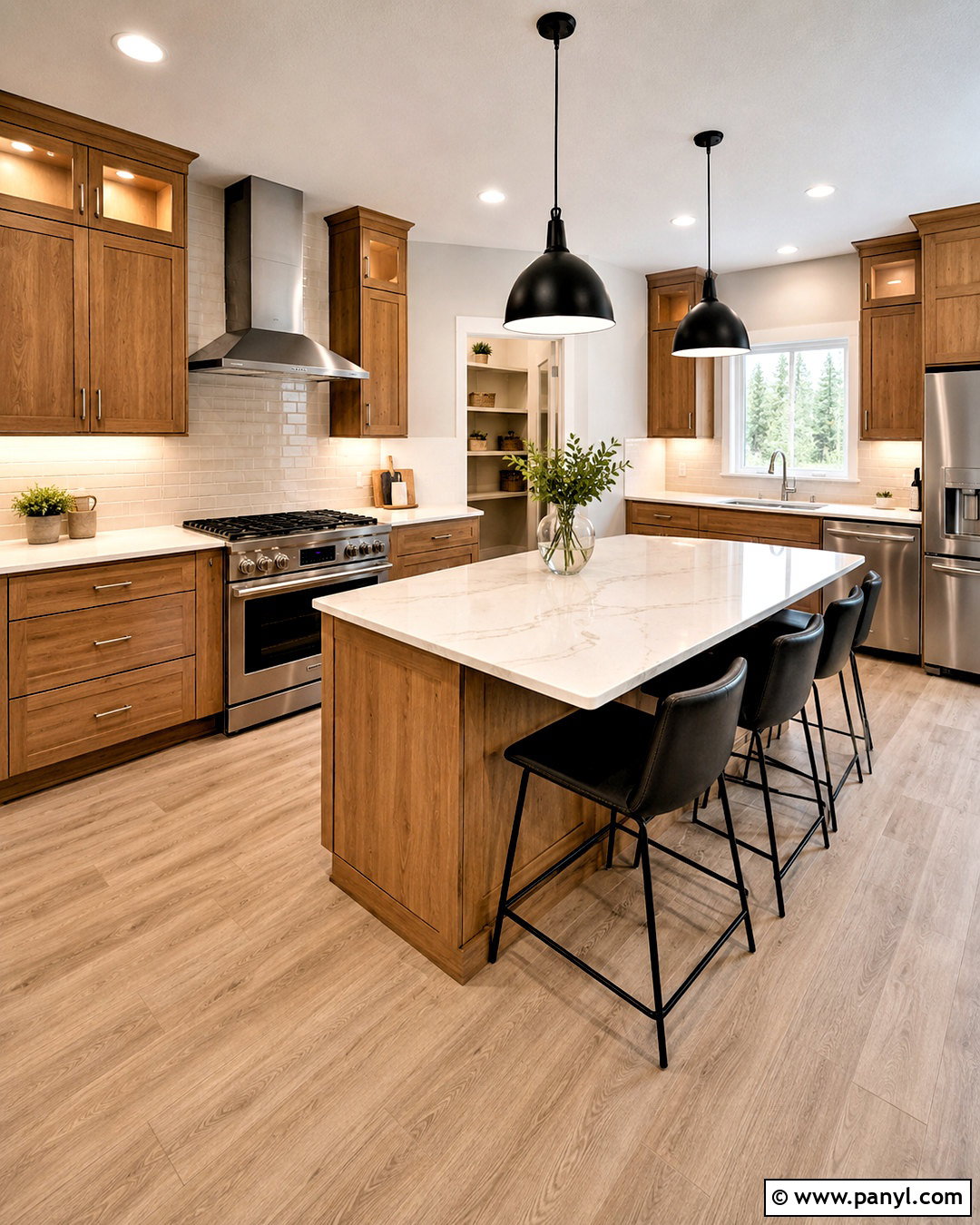 Warm White Quartz Countertops With Honey Oak Cabinets - 20 countertops with honey oak cabinets
