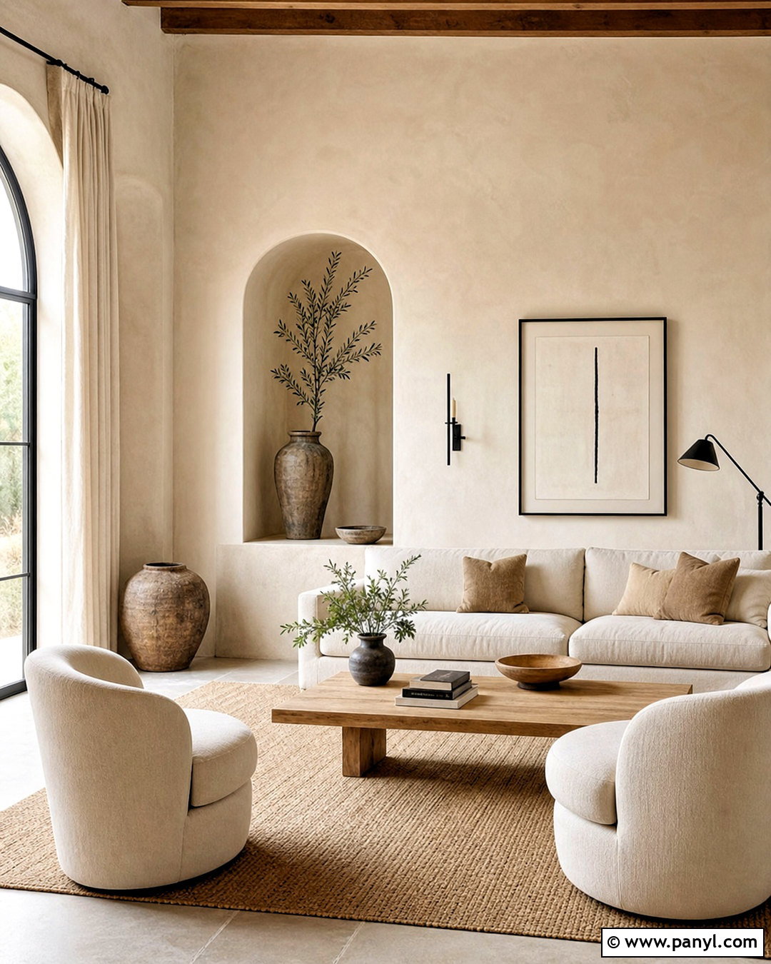 Warm White Roman Clay Living Room - 20 roman clay walls