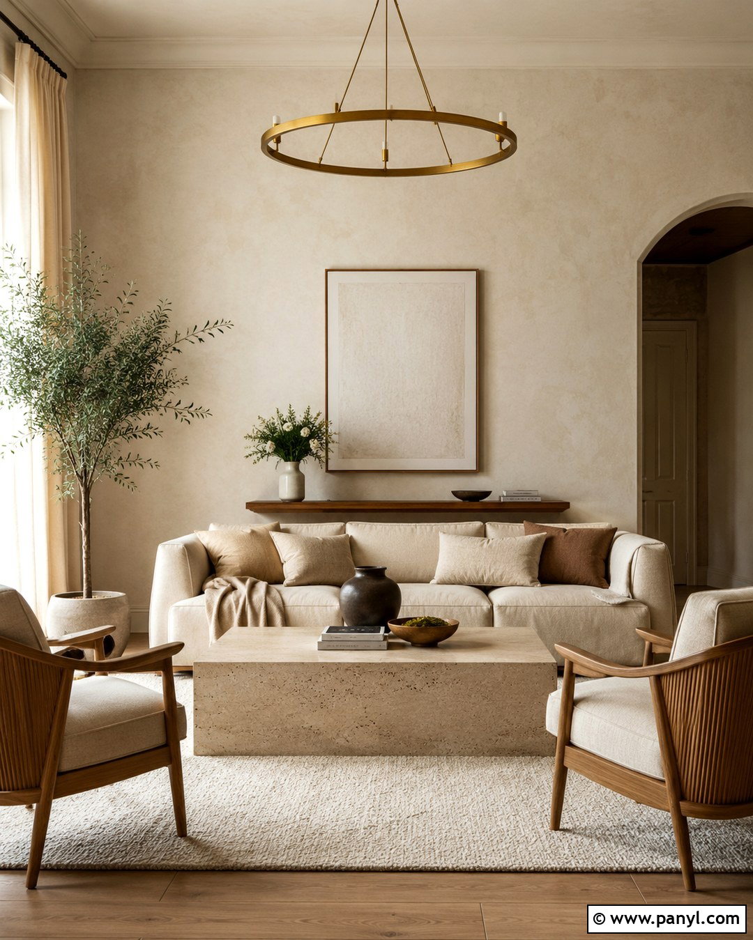 Warm White Roman Clay Living Room - 20 Roman Clay Paint Walls